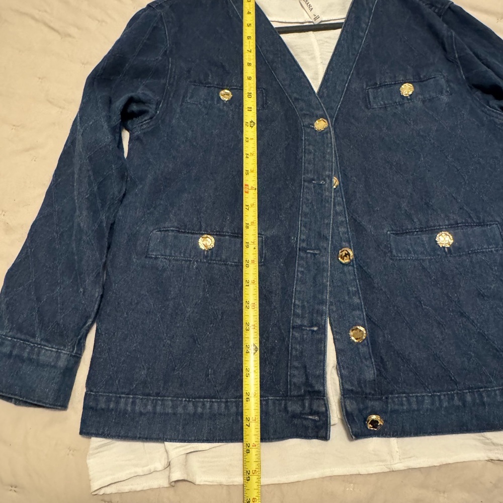 Argyle Blue Denim Jacket with Gold Buttons - Picture 6 of 6